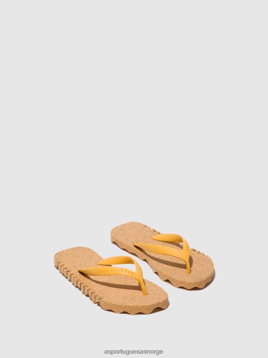 Asportuguesas kvinner strand flip-flops humpete JHBRZ1 flip-flops gul og gul stropp