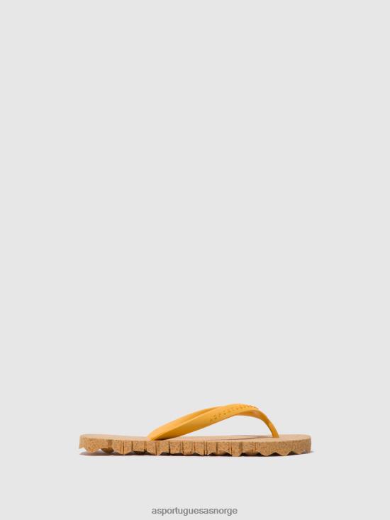 Asportuguesas kvinner strand flip-flops humpete JHBRZ1 flip-flops gul og gul stropp