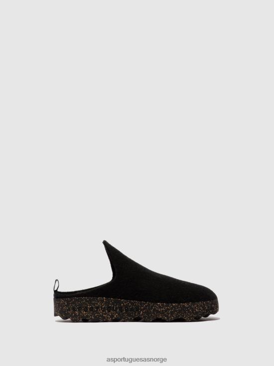 Asportuguesas kvinner slip-on muldyr kommer JHBRZ130 muldyr svart