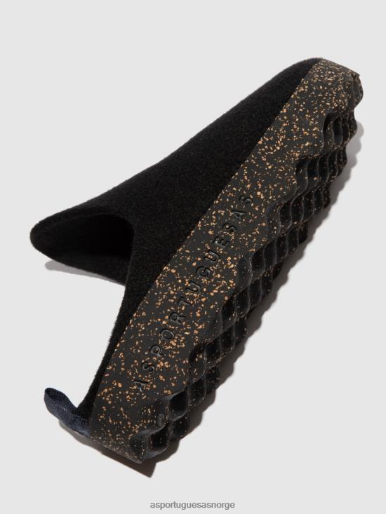 Asportuguesas kvinner slip-on muldyr kommer JHBRZ130 muldyr svart