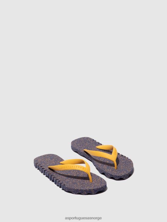 Asportuguesas menn strand flip-flops humpete JHBRZ174 flip-flops blå og gul stropp