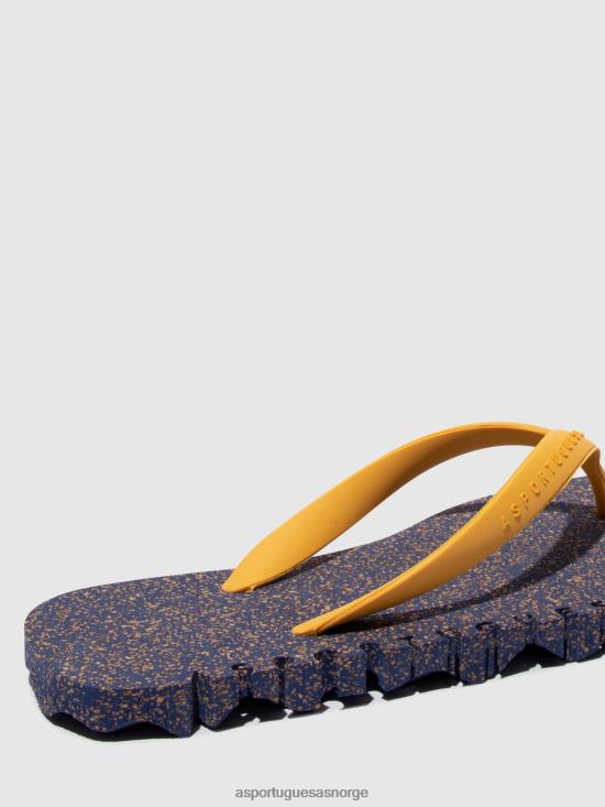 Asportuguesas menn strand flip-flops humpete JHBRZ174 flip-flops blå og gul stropp