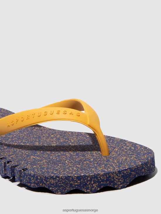 Asportuguesas menn strand flip-flops humpete JHBRZ174 flip-flops blå og gul stropp