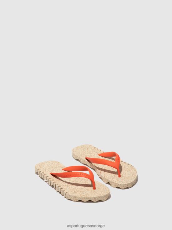 Asportuguesas menn strand flip-flops humpete JHBRZ184 flip-flops naturlig og rød stropp