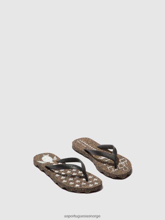Asportuguesas menn strand flip-flops skilpadde JHBRZ172 flip-flops svart og svart stropp