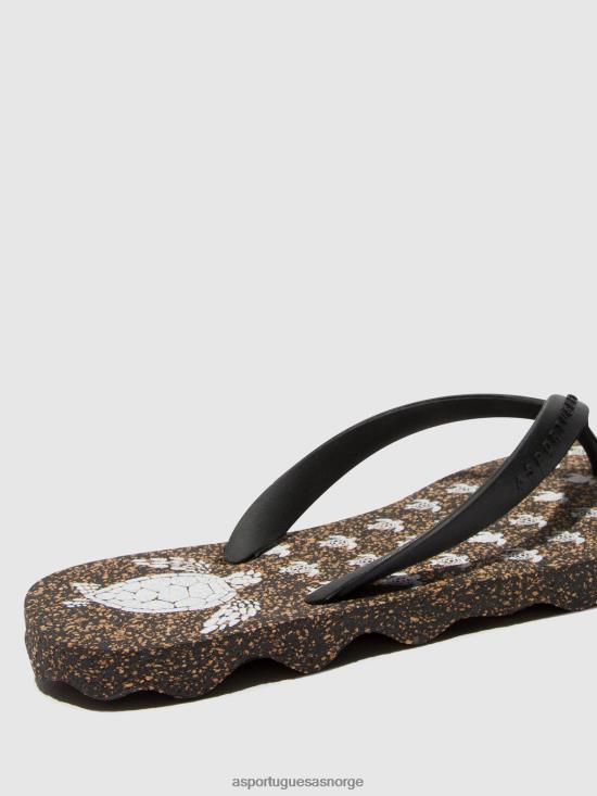 Asportuguesas menn strand flip-flops skilpadde JHBRZ172 flip-flops svart og svart stropp