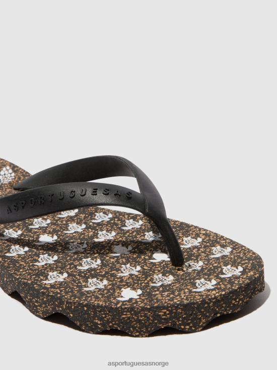 Asportuguesas menn strand flip-flops skilpadde JHBRZ172 flip-flops svart og svart stropp