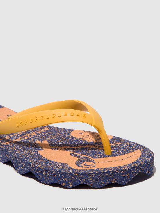 Asportuguesas menn strandflip-flops amazonia JHBRZ176 flip-flops blå og gul stropp