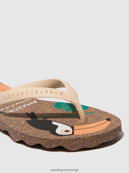Asportuguesas menn strandflip-flops amazonia JHBRZ186 flip-flops brun og krem ​​rem