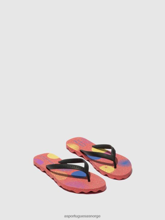 Asportuguesas menn strandflip-flops koraller JHBRZ179 flip-flops rød og svart rem