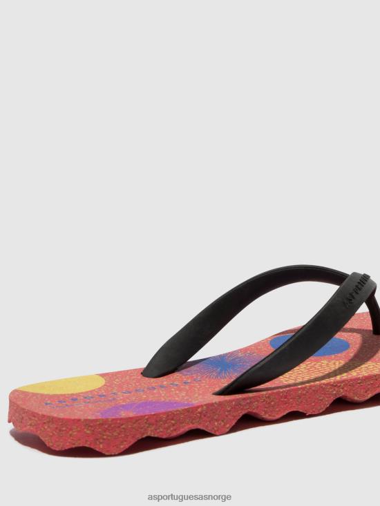 Asportuguesas menn strandflip-flops koraller JHBRZ179 flip-flops rød og svart rem