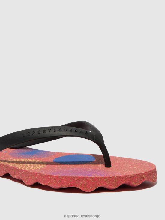 Asportuguesas menn strandflip-flops koraller JHBRZ179 flip-flops rød og svart rem