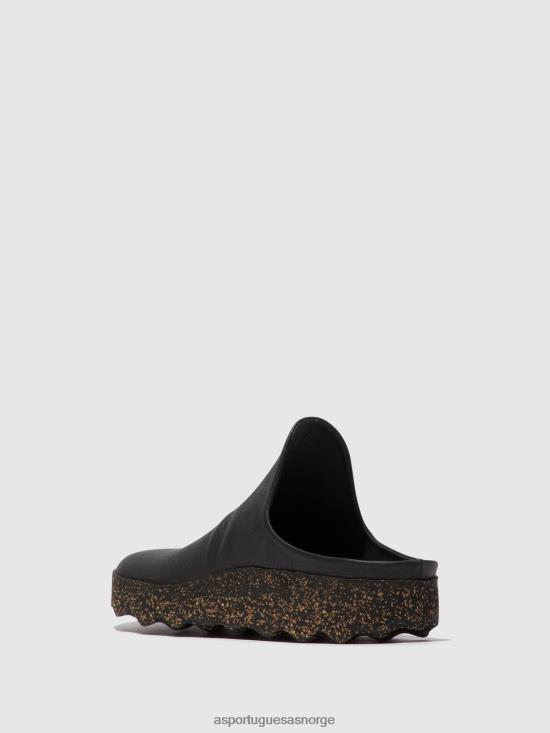 Asportuguesas menn slip-on muldyr leire JHBRZ213 muldyr svart